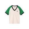 Adidas Originals Adicolor 70s Vintage Series Colorblock V-Neck Pullover Short Sleeve T-Shirt Women Tops White IK7885