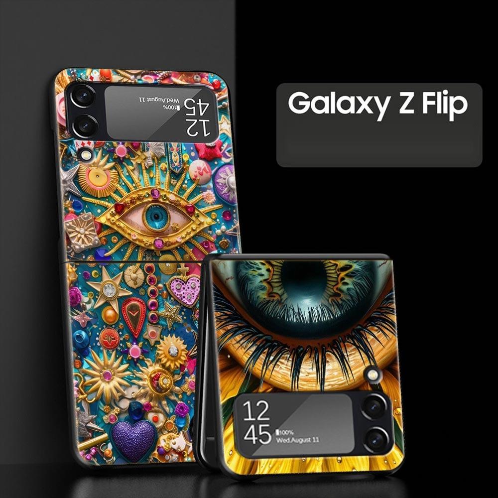 Модные ресницы Глаза Жесткий ПК Чехол для телефона Для Samsung Galaxy Z Flip 7 6 5 4 Черная Крышка Для Galaxy Z Flip 3 Складная Ракушка Capas