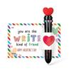 Valentine's Day Pen Card Gift Set Multicolor Ballpoint Pen with Heart Message Cards Retractable Colorful Pen for Students Classmates Office Exchange