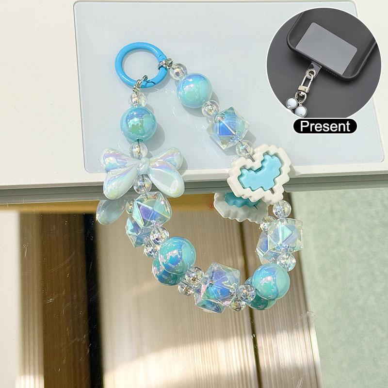 Бабочка бант сердце бусины телефон цепочка кулон для iPhone для Samsung Huawei Xiaomi телефон ремешок веревка сумка украшение