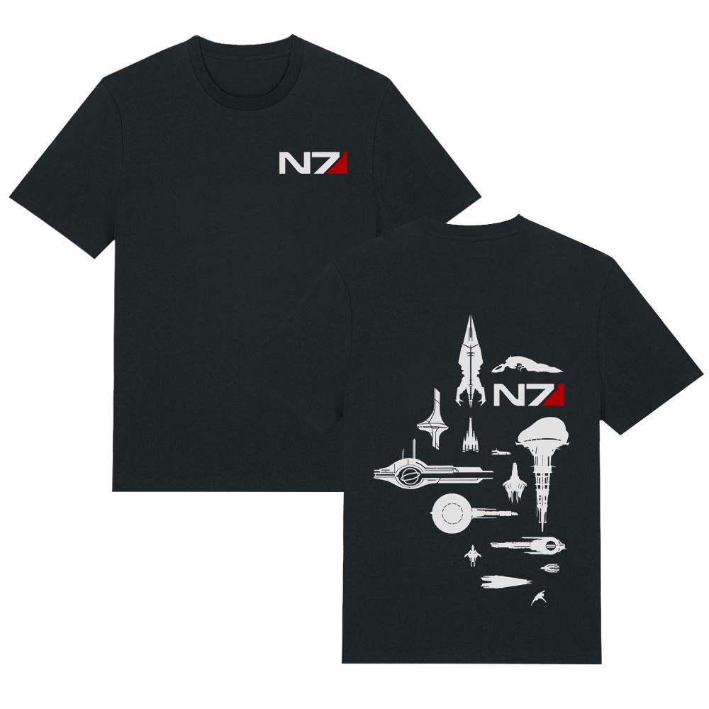 Футболки Mass Effect Звездные Корабли Mass Effect N7 Графический Принт Игровой Мерч Хлопок Топ Унисекс Высокое Качество Мягкая Одежда