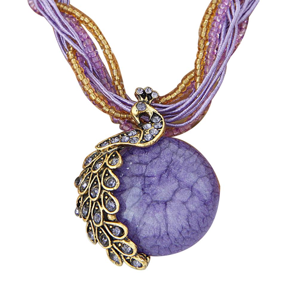 Peacock Necklace Gift Zricon Opal Bohemian Inlaid Pendant