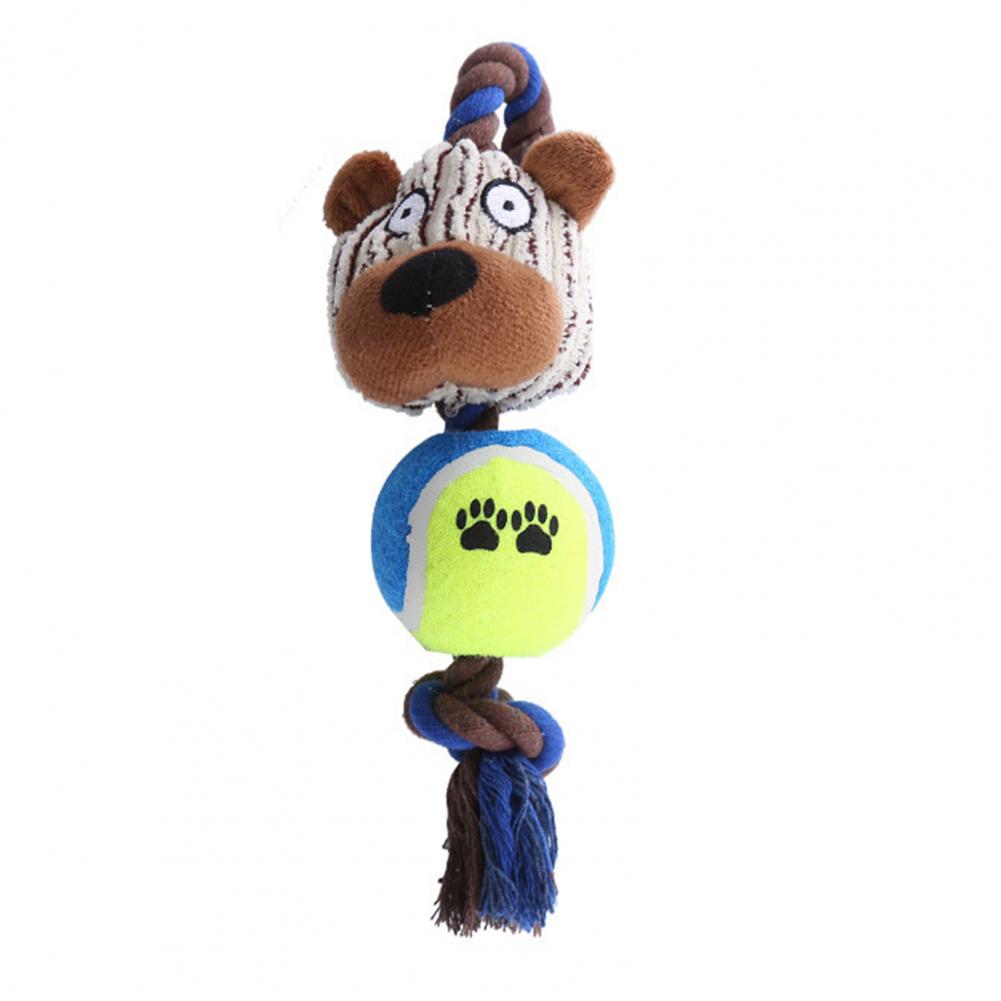 Plush Dog Chew Toy Plush Squeaky Dog Toy Set Head Tennis Ball Chew Toy Cotton Rope Knot for Medium Dogs Teeth Soft Head Dog