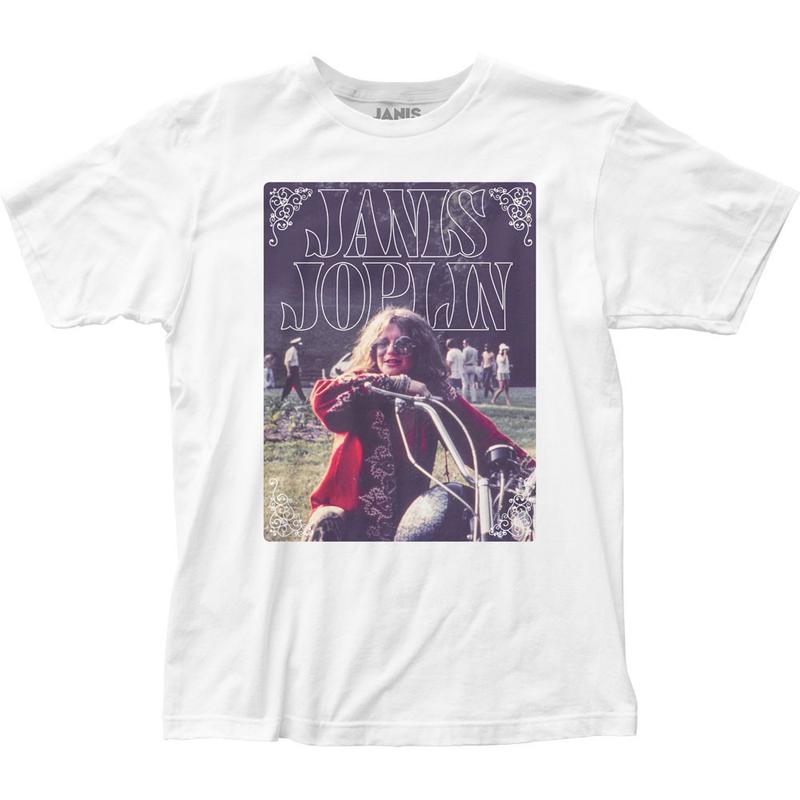 Janis Joplin Motorcycle Unisex T-shirt Music Classic Rock Band Tee New White Graphic Tee