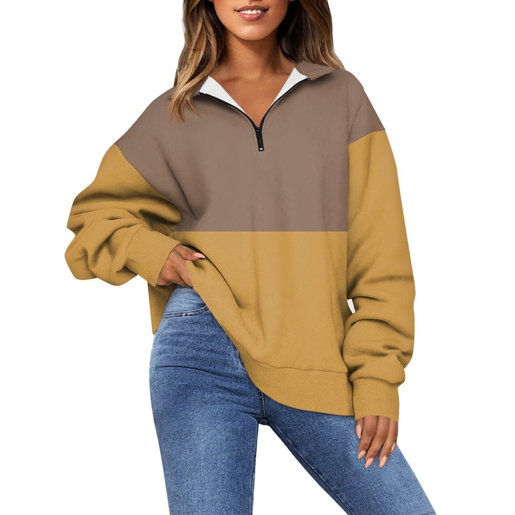 Женская модная толстовка с длинным рукавом и принтом в полоску с отворотом на молнии