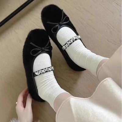 Модные женские туфли 2024 года, женские туфли на плоской подошве без застежек, модные повседневные туфли на плоской подошве с кристаллами, женские новые туфли с бабочкой и мелким сплошным каблуком