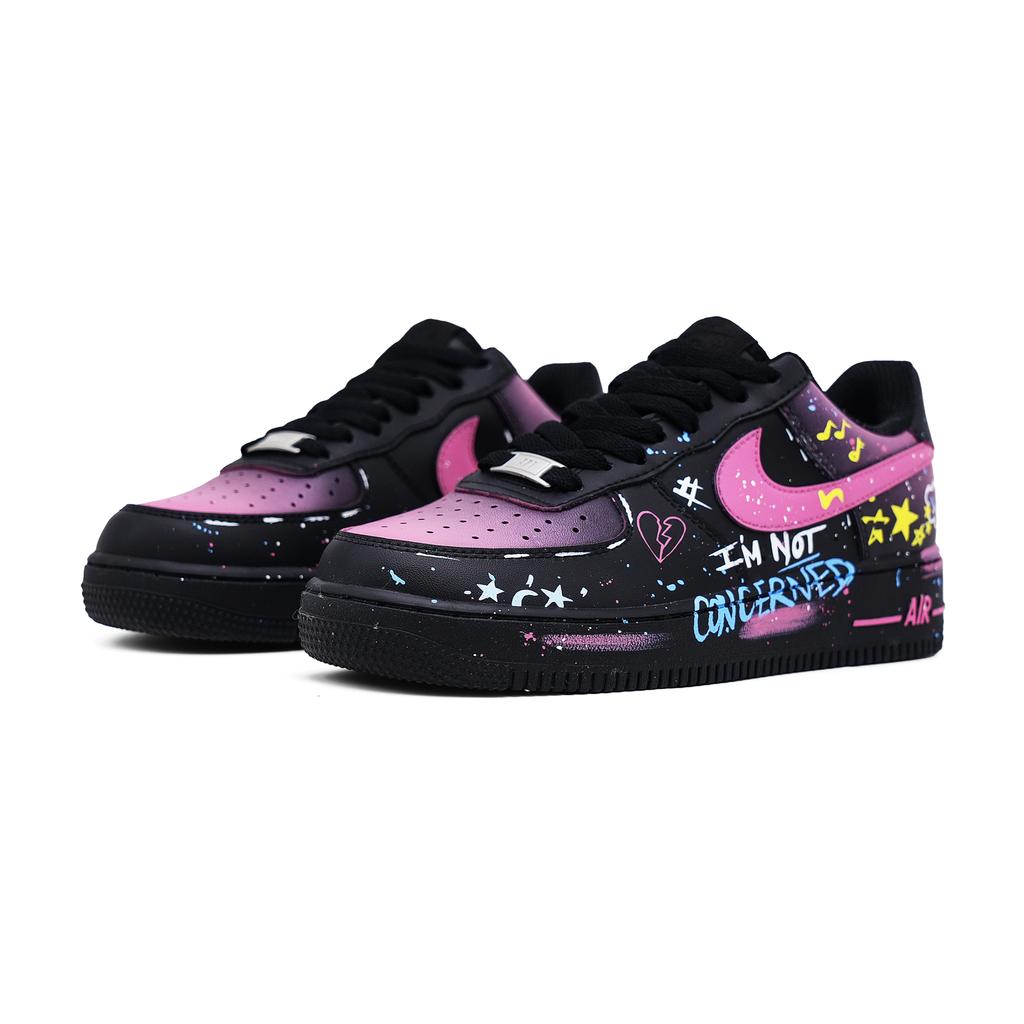 Nike Air Force 1 Macaron Leather Low top Skateboard Shoes Unisex Black Pink CW2288-001(Team997-)