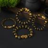 Chinese Style Pixiu Six-character Mantra Obsidian Stone Beads Bracelet For Men Women Wristband Wealth And Good Luck Bracelet