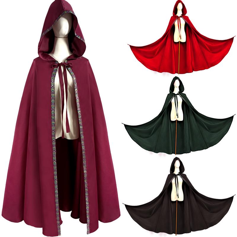 Hooded Medieval Cloak Costume for Halloween Party or Stage Performance