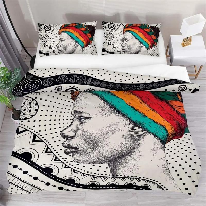 Комплект постельного белья «Африканская женщина» Винтажный Африка Страна Пододеяльник для детей, мальчиков, девочек, подростков Бохо стиль Экзотическая нация Микрофибра