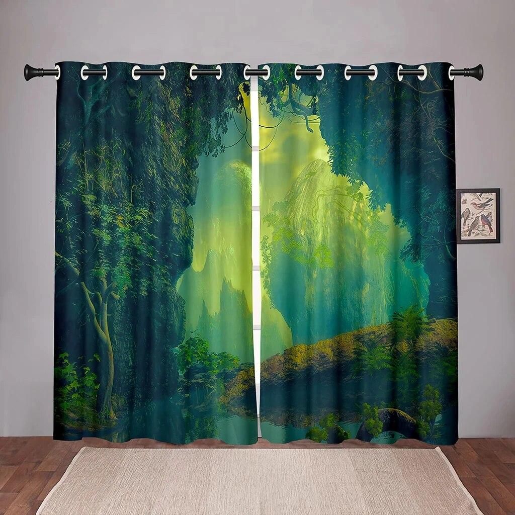 Природа Лес Дерево Листья Плотные Оконные Шторы Для Спальни Гостиная Ванная Комната Кухня Прихожая Высокая Затененность Различные Узоры