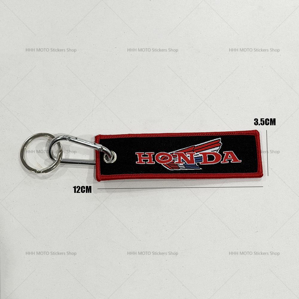 YNEPB1 Embroidery Wings Car Keychain for Honda Cars & Motorcycles Double Sided Key Fob Holder Jewelry