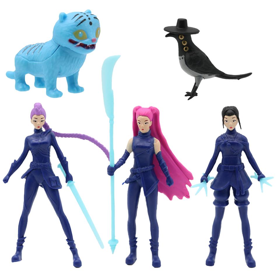 NEW 5Pcs/Set Anime Kpop Demon Hunters Figure K-Pop Demon Hunters Rumi Mira Zoey Tiger Figurine Toy Desk Decor Statues Ornament