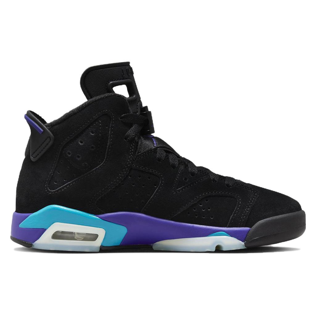 Кроссовки Air Jordan 6 Retro GS Aqua Kids, черные, яркие, Concord Aquatone 384665-004