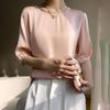 Breathable Silk Women's Round Neck Loose Solid Color Acetate Satin T-Shirt (2024 Spring/Summer Collection)