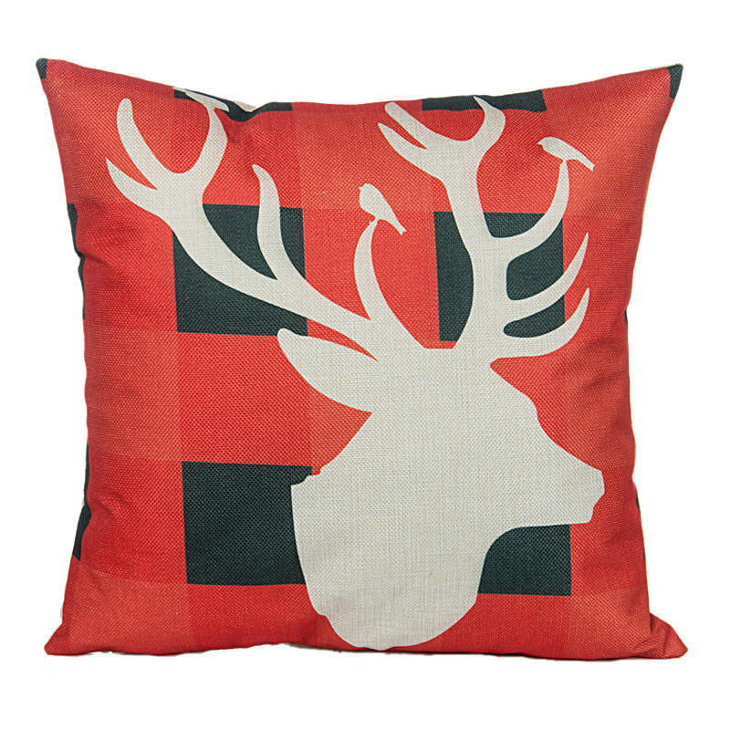Лось Рождественский Олень Мультяшный Мультяшный Хлопково-Льняная Подушка Автомобиль Дом Диван Подушка Креативная