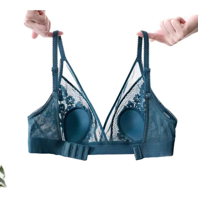 Sexy Wireless Bras for Women Ultra Thin Lace Bralette Deep V Plunge Bra