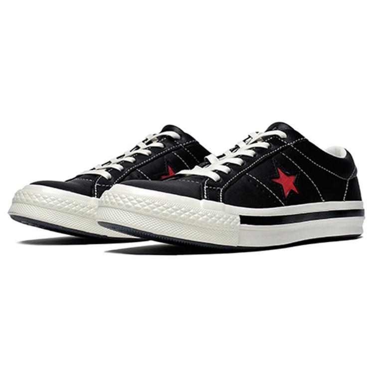 Converse One Star Ox 'Черный Огненно-Красный' (унисекс) Черные / Белые / Огненно-красные кеды для скейтборда 162839C