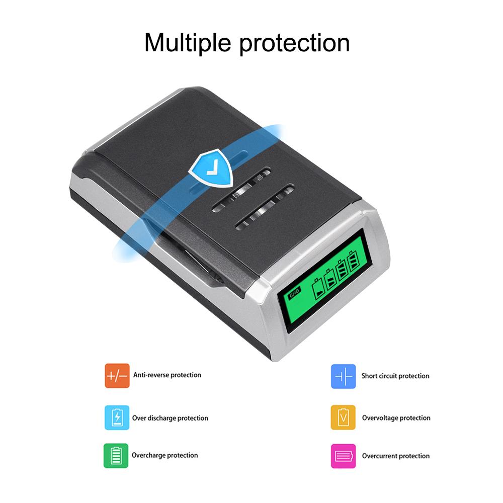 Cityork Интеллектуальное зарядное устройство с ЖК-дисплеем и 4 слотами для NiMh NiCd аккумуляторов типа AA/AAA 1,2 В, зарядное устройство aa aaa