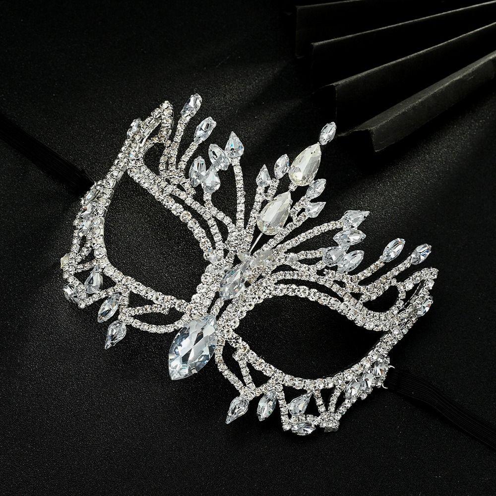 Full Face Rhinestone Mask Veil Facial Jewelry Accessories Elegant Masquerade Mask Women