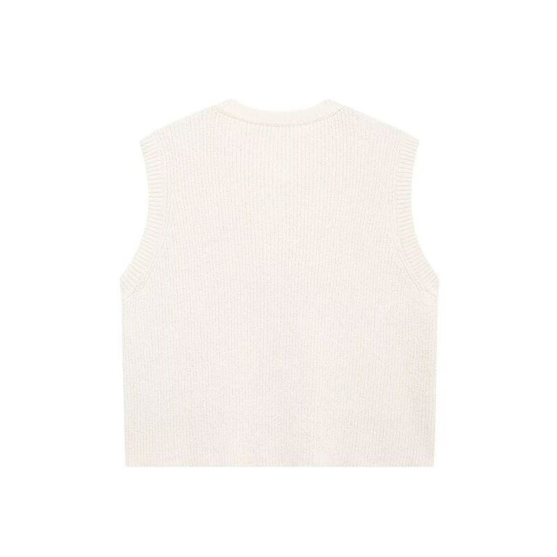 Fashion Style 2024 Autumn New Women's Breasted Easiest for Match Show Thin Black Easiest for Match Knitting Vest 6771104