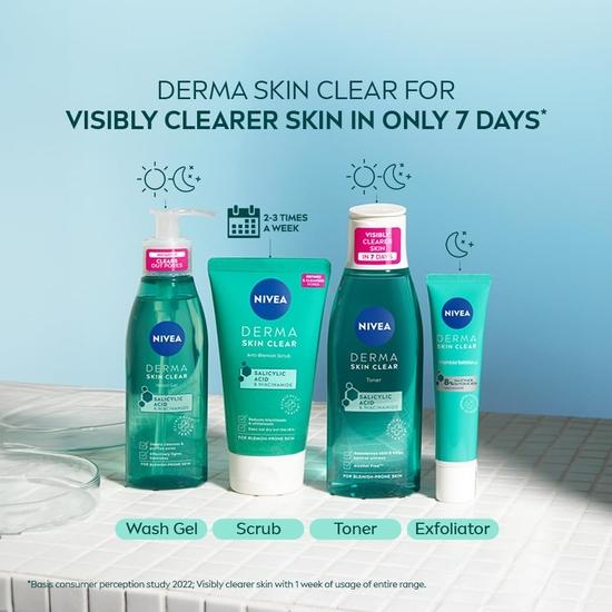 NIVEA Derma Skin Clear Гель для умывания (150мл), Глубоко очищающий гель для умывания лица, салициловая кислота, обогащенная ниацинамидом для очищения пор