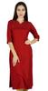 Women Red Cotton Kurta Kurti Solid Tunic 3 4 Sleeve Indian Chic Regular Custom
