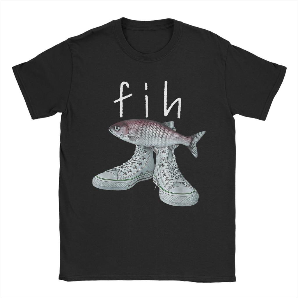 Novelty Fih Shoes Funny Fish Meme TShirt Unisex O Neck Cotton T Shirts  Short Sleeve Tee Shirt Gift Idea Clothes