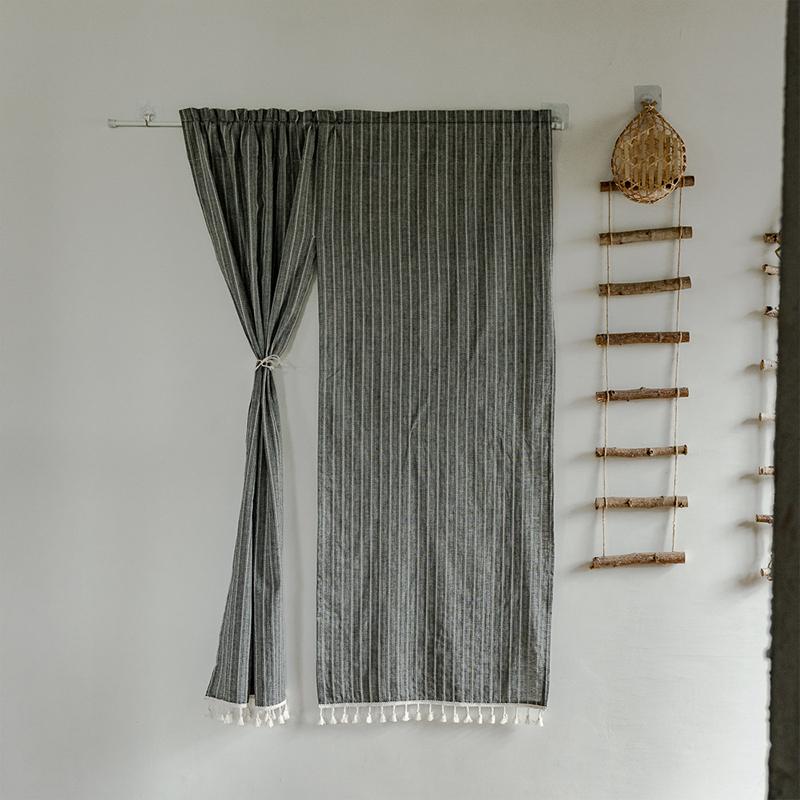 Japanese Style Cotton Linen Fabric Partition Door Curtain Kitchen Entrance Curtain Drape Living Room Bedroom Door Half Curtain