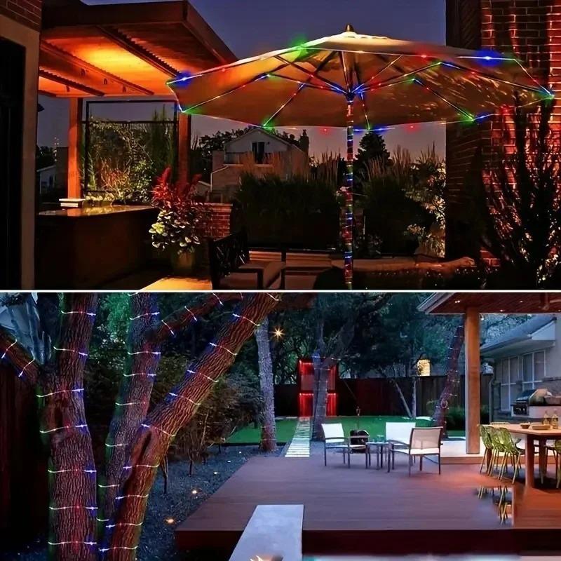 Solar LED Fairy String Lights Outdoor Garden Party Wedding Decoration Clear Tube Tree Wrap Lighting