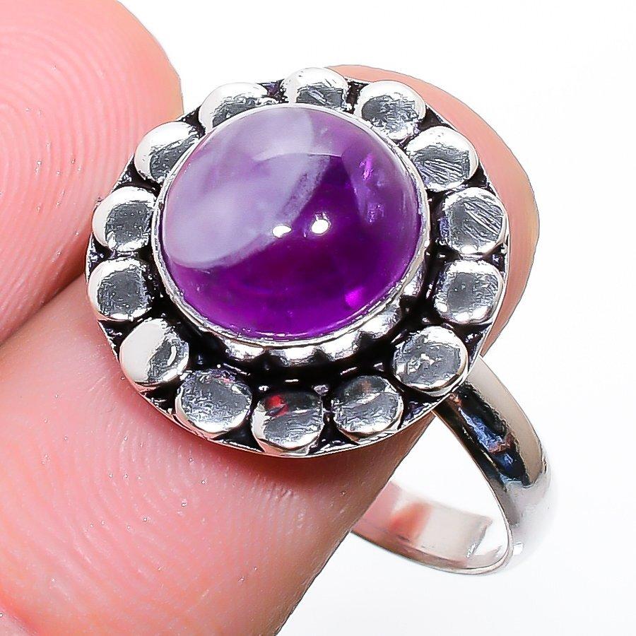 Sage Amethyst Handmade Gemstone 925 Sterling Silver Jewelry Ring 10 m383