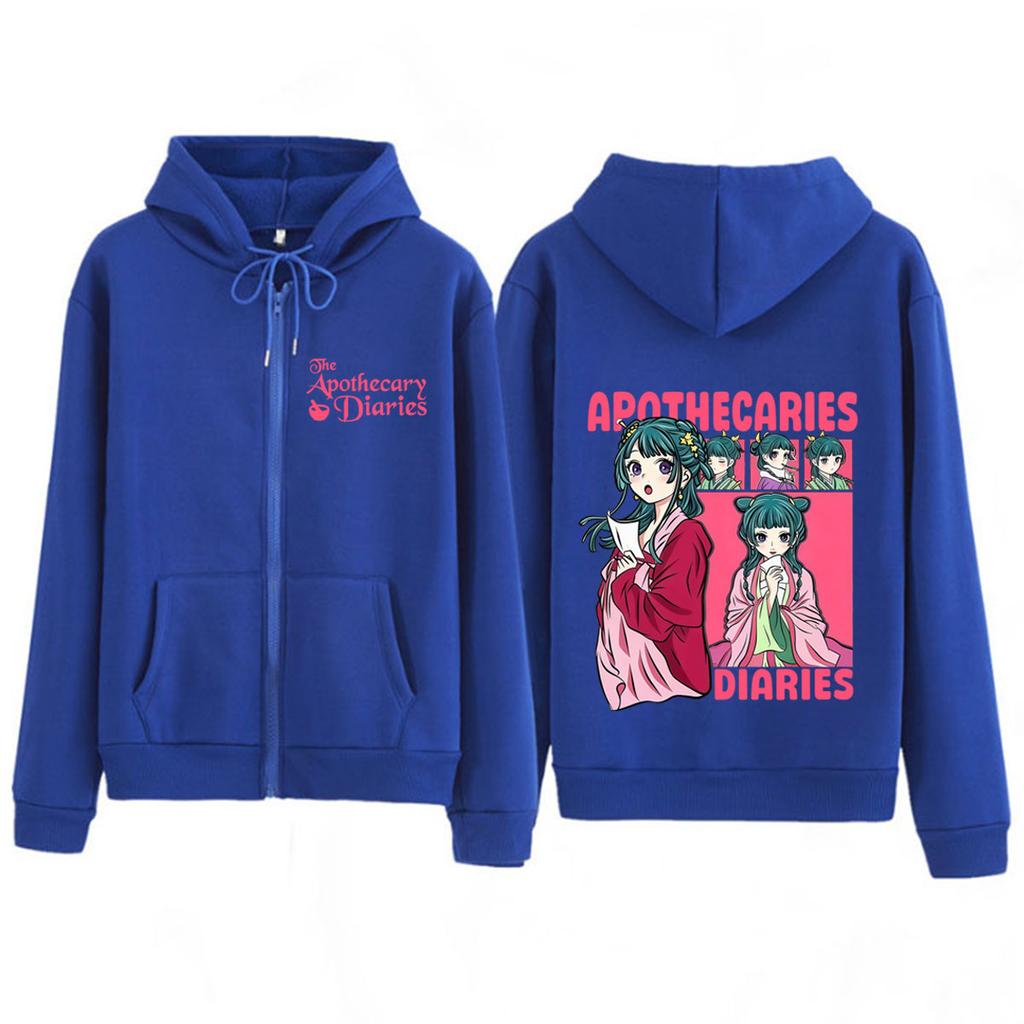 Anime The Apothecary Diaries Graphic Zipper Hoodie Men Women Hip-hop Sweatshirt Long Sleeves Loose Aesthetic Trend Zip Up Jacket