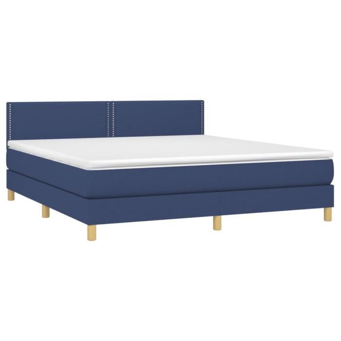3140559 vidaXL Divan Bed with Mattress Blue 180x200 Cm Fabric