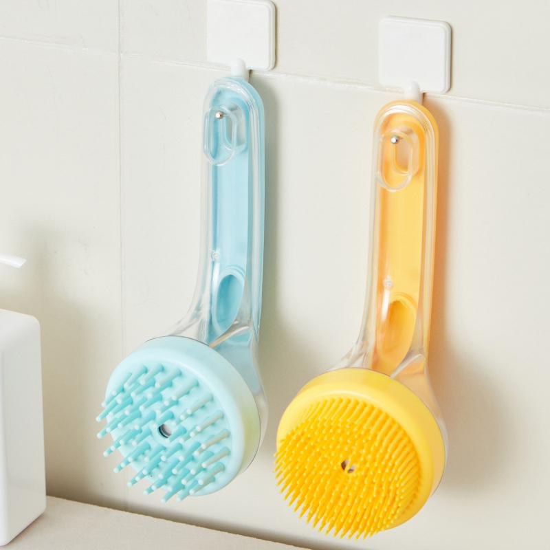 Pet Bathing Brush Long Handle Plastic Dog Bath Brush Soft Silicone Massage Brush Easy Clean Cat Hair Comb