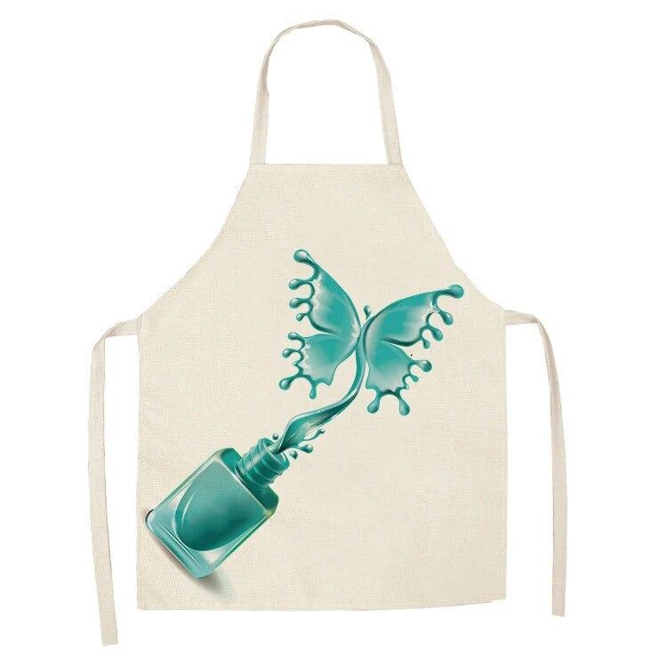 Sleeveless Linen Apron Men and Women Household Cleaning Tools Apron Nail Polish Ladies Perfume Printing Kitchen Apron