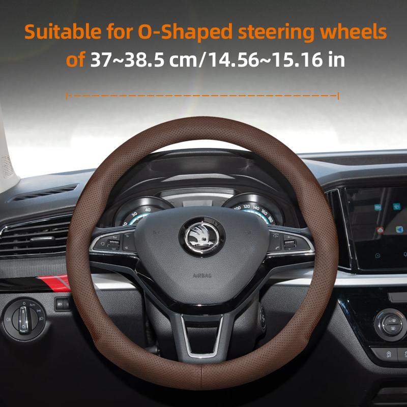 KTDJ9 Suitable for Skoda Ultra-Thin Breathable Leather Steering Wheel Cover Suitable for Octavia 2 3 A7 1 Superb Roomster A5