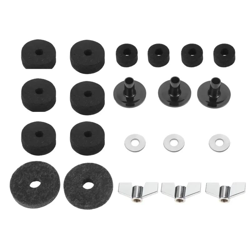 Cymbal Felts Hi-Hat Clutch Felt Hi Hat Cup Felt Cymbal Stand Sleeves with Base Wing Nuts and Cymbal Washer for Drum Set of 21Pcs