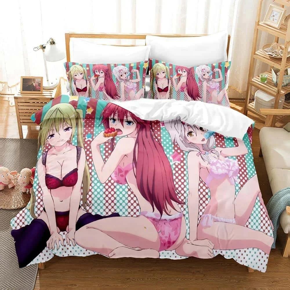 Прочные Уютные Односпальные Полуторные Полные Queen King 3D Печать Аниме Lilith Asami Trinity Seven Размеры Кровати Взрослый Детский Спальный Гарнитур Покрывало