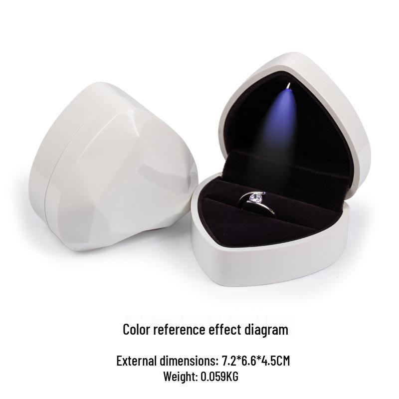 Elegant Heart-Shaped Jewelry Box with LED Light for Ring or Necklace.
