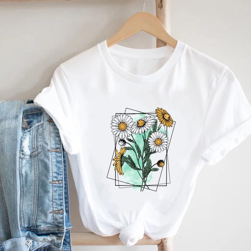 (Asian Size)Tee Top Fashion T Shirt Butterfly Lovely Trend Cute Style Casual Women Clothing Print Lady Female Short Sleeve Graphic T-shirt