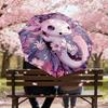 1PC Axolotl Sakura Automatic Open/Close Umbrella with Windproof, 8-Rib Sturdy Canopy, Durable Ribs, Fashionable Design, Outdoor Accessory, Fun Prin, H