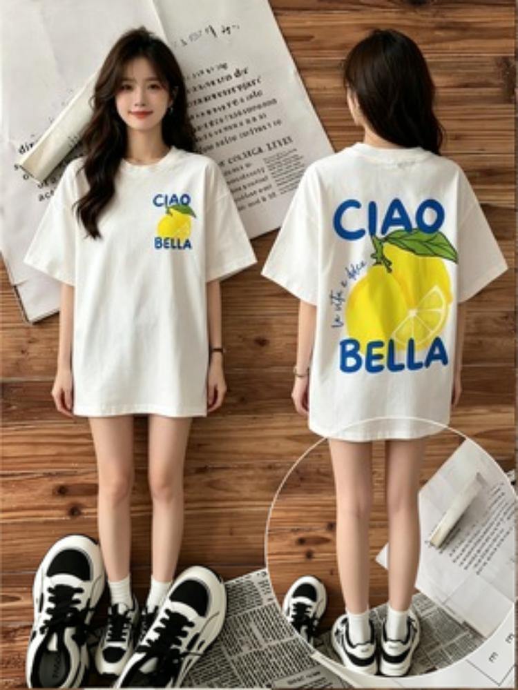 Ciao Bella Lemon T Shirt Italian Summer Graphic Tee Retro Aesthetic Harajuku Streetwear Top Casual Short Sleeve Tshirt