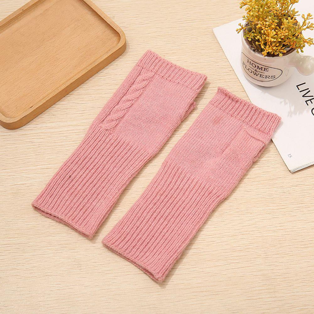 Winter Wrist Arm Faux Wool Women Arm Warmers Hand Mitten Fingerless Gloves Korean Knitted Gloves