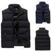 Мужской / Зимний Модный Однотонный Теплый Жилет на Пуху и Хлопке на Молнии