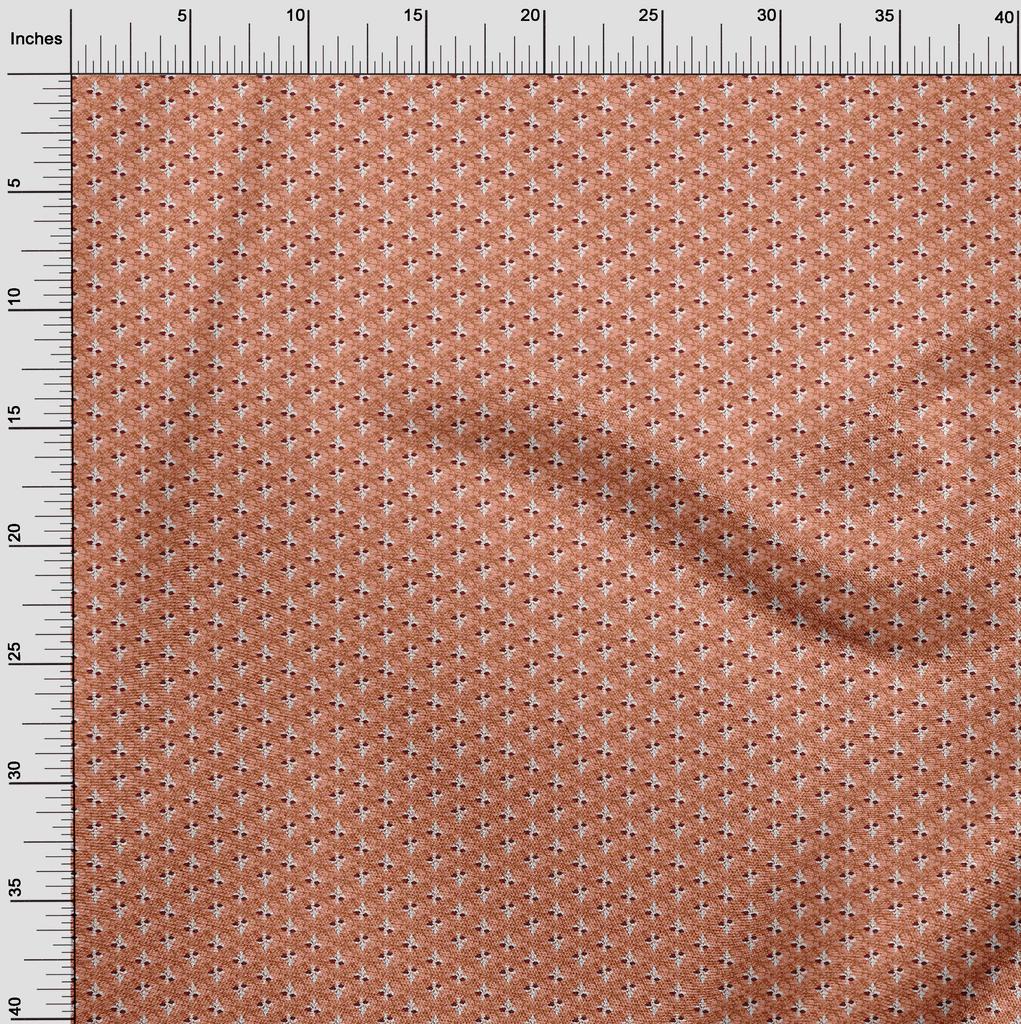 oneOone Cotton Flex Dark Peach Orange Fabric Leaves & Floral Block Sewing Craft Projects Fabric Prints By Yard 40 Inch
