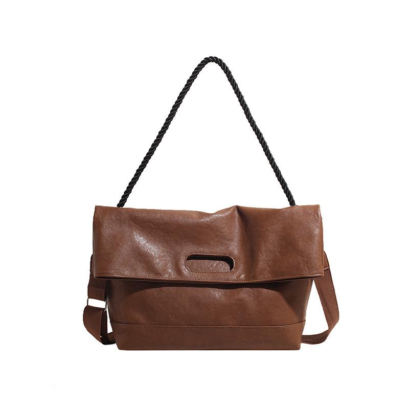 Винтажная сумка-тоут из мягкой кожи большой вместимости, женская новая простая большая сумка для поездок на работу, студенческая сумка через плечо, сумка-мессенджер