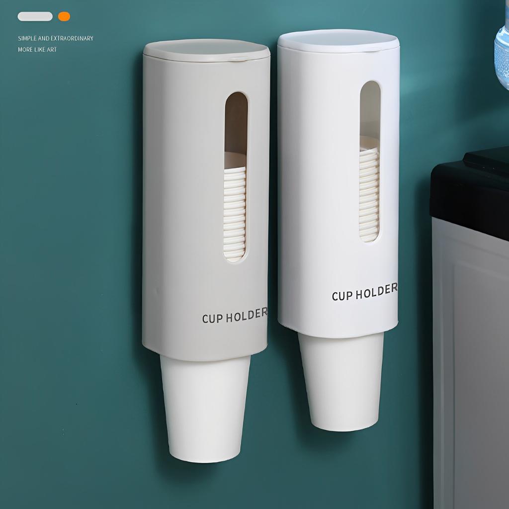 Cup Dispenser Pull Type Cup Dispenser for Water Cooler Wall Mount Cup Holder Beige Single Tube Paper Cup Holder