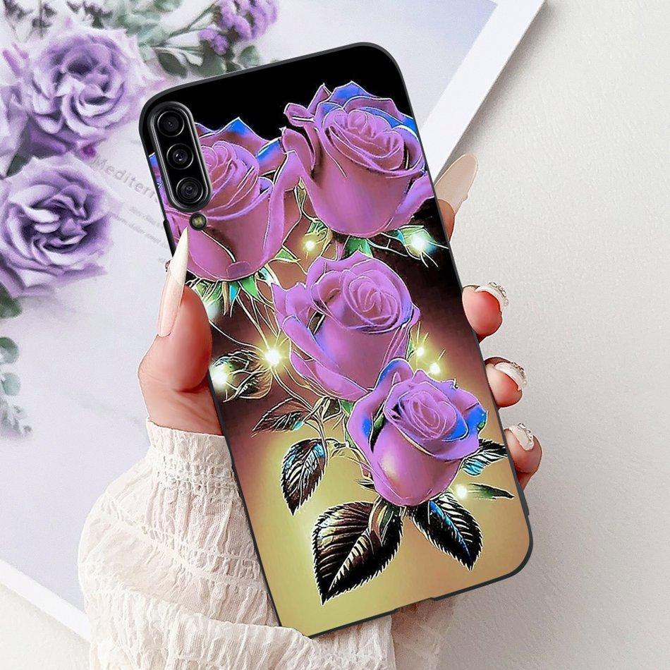 Чехол для телефона Samsung Galaxy A90 5G Чехол для Samsung A90 5G SM-A908B Элегантный Цветочный Кот Раскрашенный Черный Силиконовый Мягкий ТПУ Чехлы