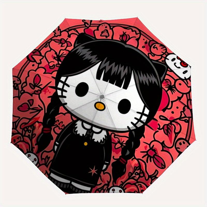 1pc Gothic Hello Kitty Automatic Umbrella 8-Bone Design Compact Gear for Outdoor Travel, Perfect Helloween Chrismas Gift for Friends or Family y250829