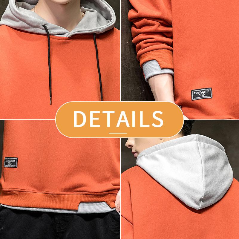 Осенние толстовки для мужчин, однотонные повседневные толстовки с капюшоном, модная уличная одежда, толстовка большого размера для мужчин, пуловер M-4XL